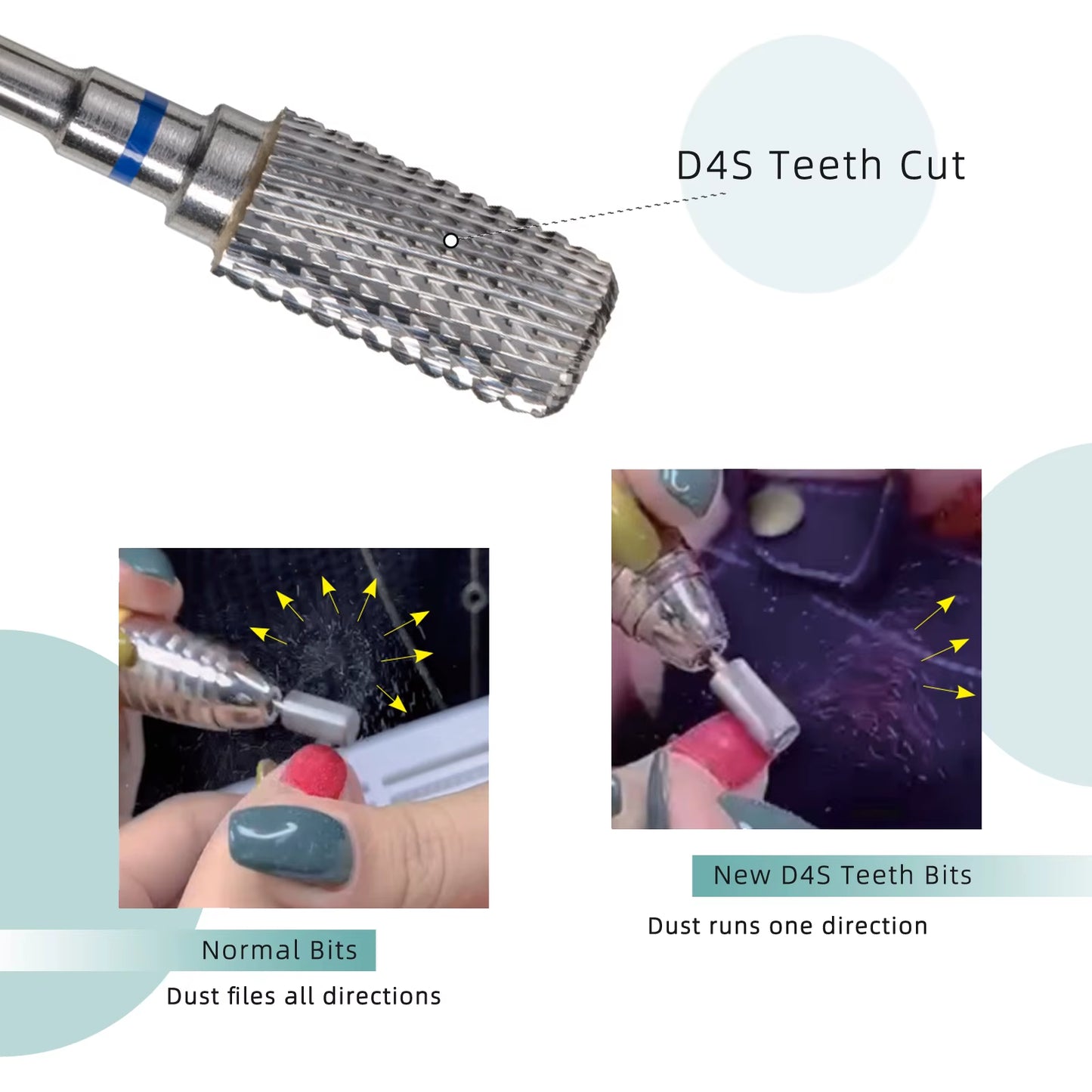 Safety Nail Drill Bits 13Mm Barrel Dust Proof D4S Right-Handed Carbide Drill Bits for Nails Electric Manicure Drills Tool