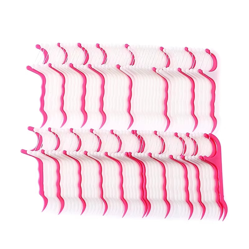 HOT 100Pcs Dental Flosser Picks Teeth Stick Tooth Clean Oral Cleaning Care 7.5Cm Disposable Floss Thread Toothpicks with Box