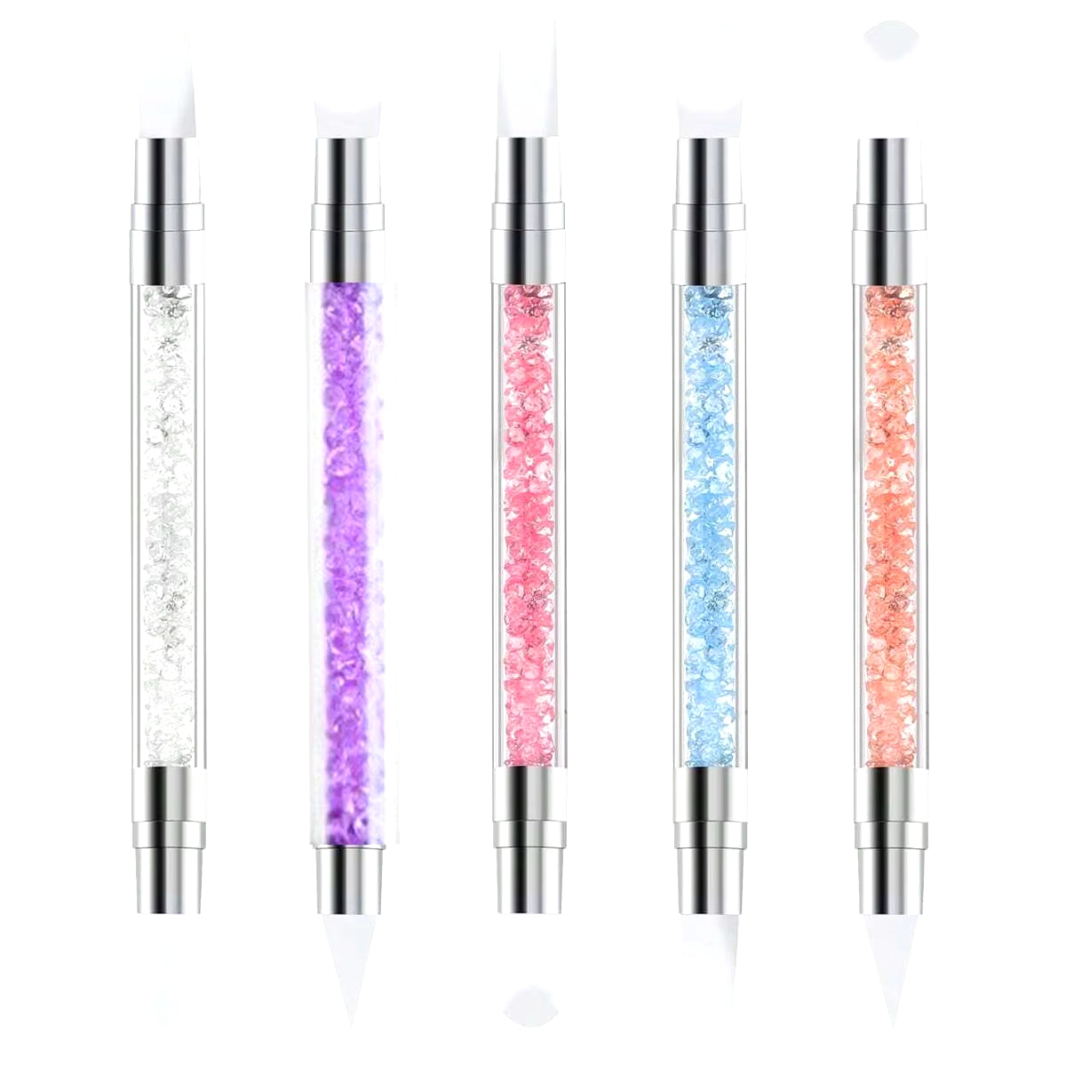 5Pcs/Set Nail Art Pen Dual-Ended Silicone Flower Sculpture Pen Acrylic Adjustable Glue Handle Embossing Pen Dotting Brush Tools