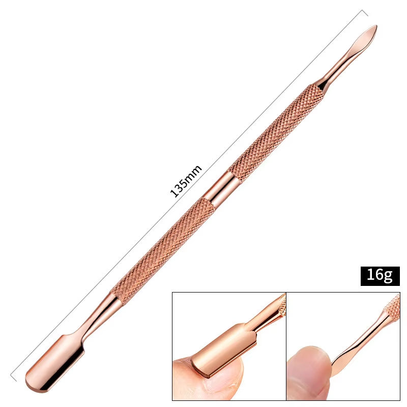 3 Style Stainless Steel Nail Cuticle Pusher Nail Art Files Gel Polish Remove Manicure Care Groove Clean Tools