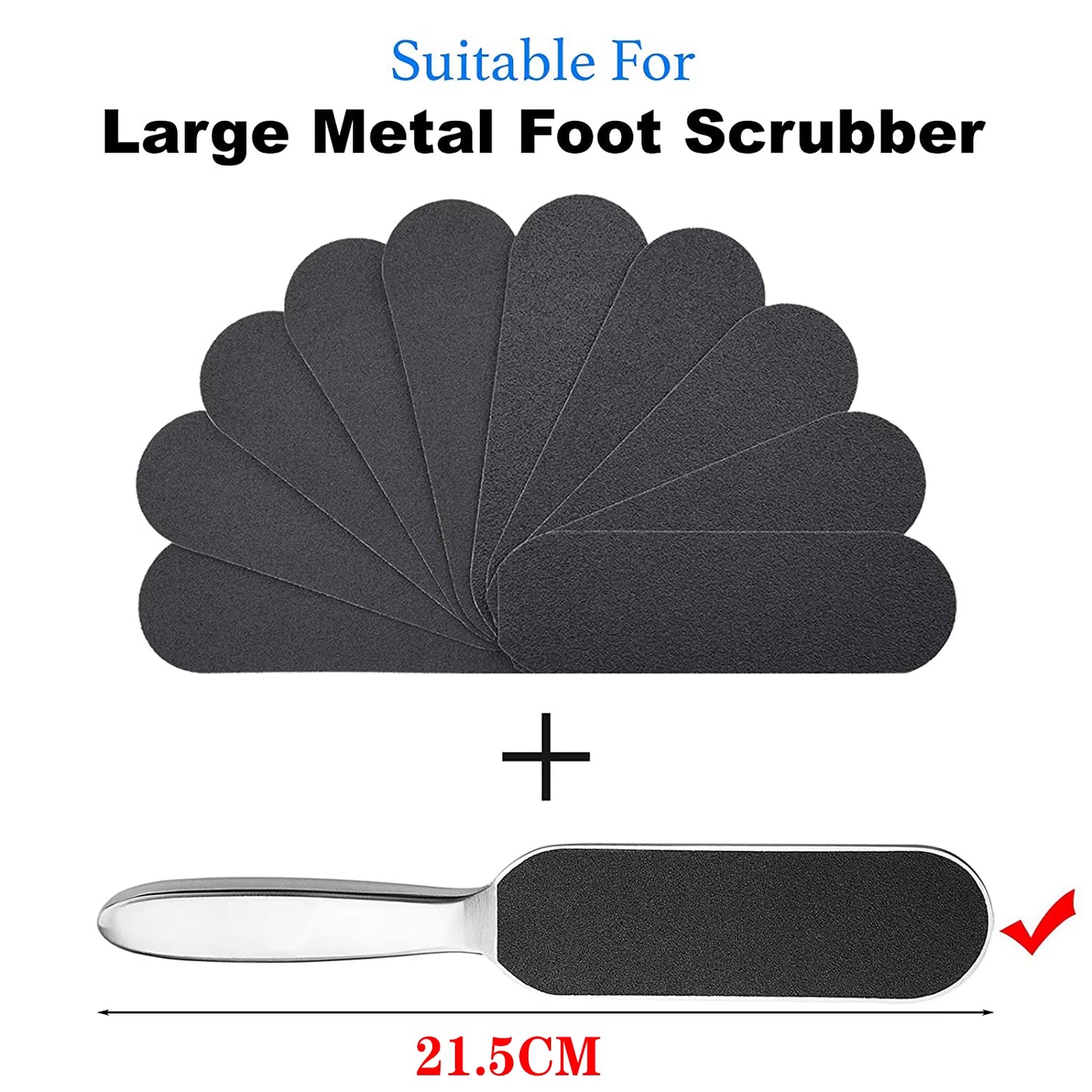 11Pcs/Set Pedicure Feet Care Metal Handle Foot and Coarse of Fine and Refill Files Grit Sanding Grit Cloth Rasp