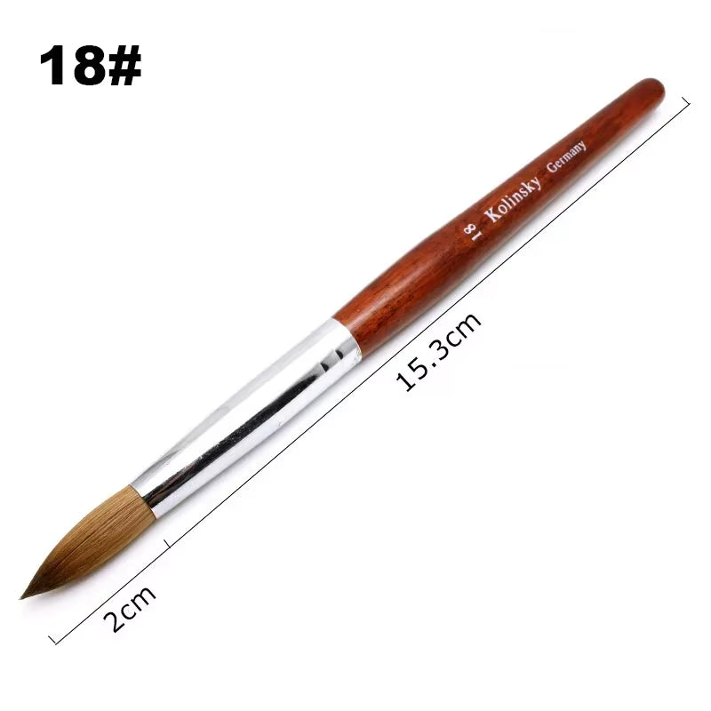 Kolinsky Acrylic Nail Art Brush Wood Handle Nail Art Mink Brush Gel Builder Nail Tools Manicure Brush Drawing Tools Size 8-24