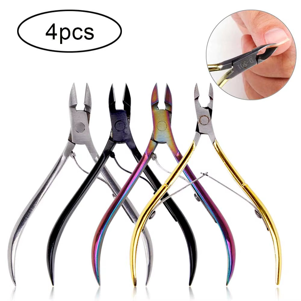 4/8/12Pcs Stainless Steel Nail Cuticle Nipper Cutter Dead Skin Remover Manicure Scissors Tweeters Toenails Ingrown Pedicure Tool