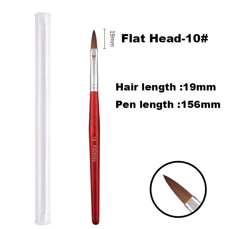 Kolinsky Acrylic Nail Art Brush Wood Handle Nail Art Mink Brush Gel Builder Nail Tools Manicure Brush Drawing Tools Size 8-24