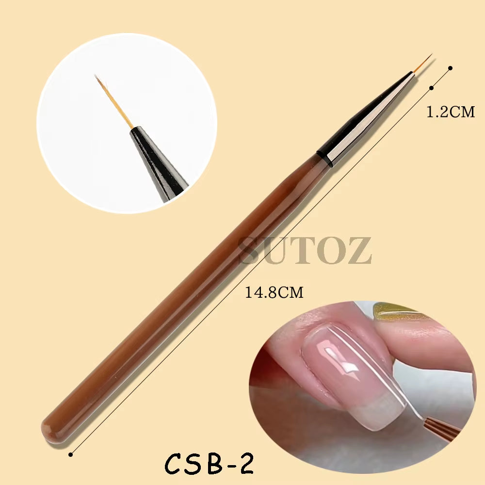 1Pcs Nail Art Liner Brush for Manicure French Stripe Acrylic Brush Extension Pen for Nail Polish Painting Drawing Brush GLCSB-1