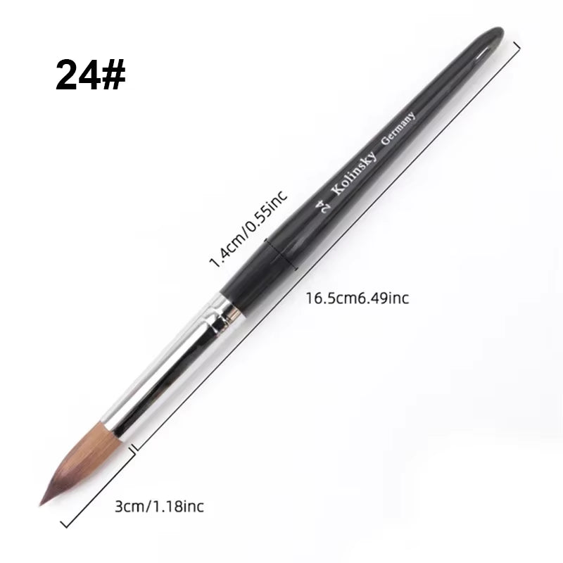 Kolinsky Acrylic Nail Art Brush Wood Handle Nail Art Mink Brush Gel Builder Nail Tools Manicure Brush Drawing Tools Size 8-24