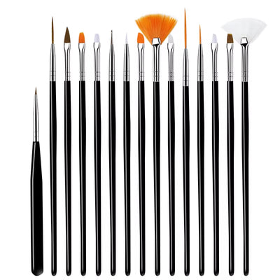 Nail Brush for Manicure Gel Brush for Nail Art 15Pcs/Set Nail Brush Acrylic Liquid Powder Carving Gel Brush