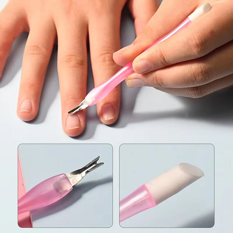 2 Ways Manicure Nail Cuticle UV Gel Polish Pusher Remover Trimmer Stainless Steel Pedicure Dead Skin Cuticle Care Tools