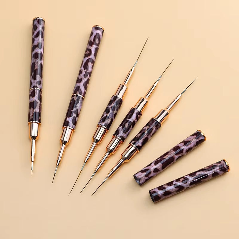 Nail Art Liner Brushes Double Head Leopard Print Acrylic French Stripe Drawing Painting Pen Gel Polish Nail Art Manicure Tools