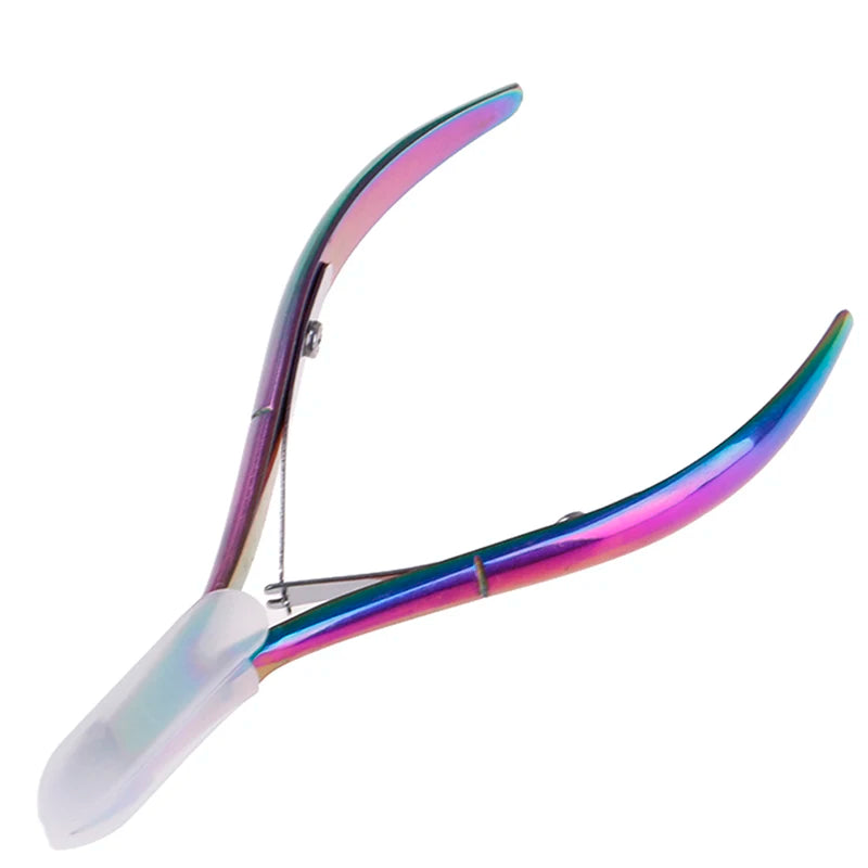 1PCS Nail Art Dead Skin Remover Clipper Scissor Manicure Pedicure Tool Stainless Steel Plating Rainbow Cuticle Nipper Cutter