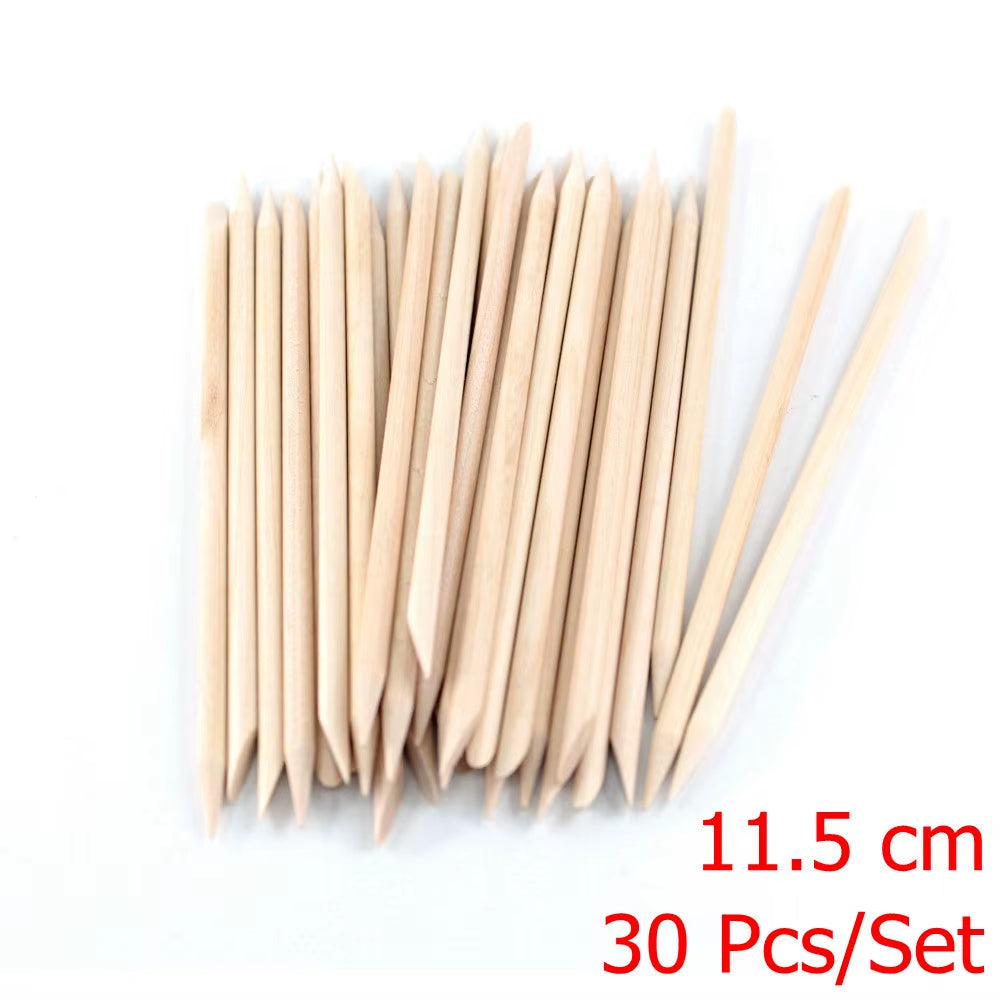 4 Different Sizes Orange Wood Sticks for Cuticle Pusher Cuticle Remove Tool Forks for Nails Manicures Tools 10/30/50/100Pcs/Set