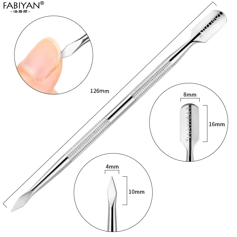 Stainless Steel Cuticle Pusher Remover Spoon Trimmer Metal Double Sided Finger Dead Skin Push Nail Art Manicure Pedicure Tool