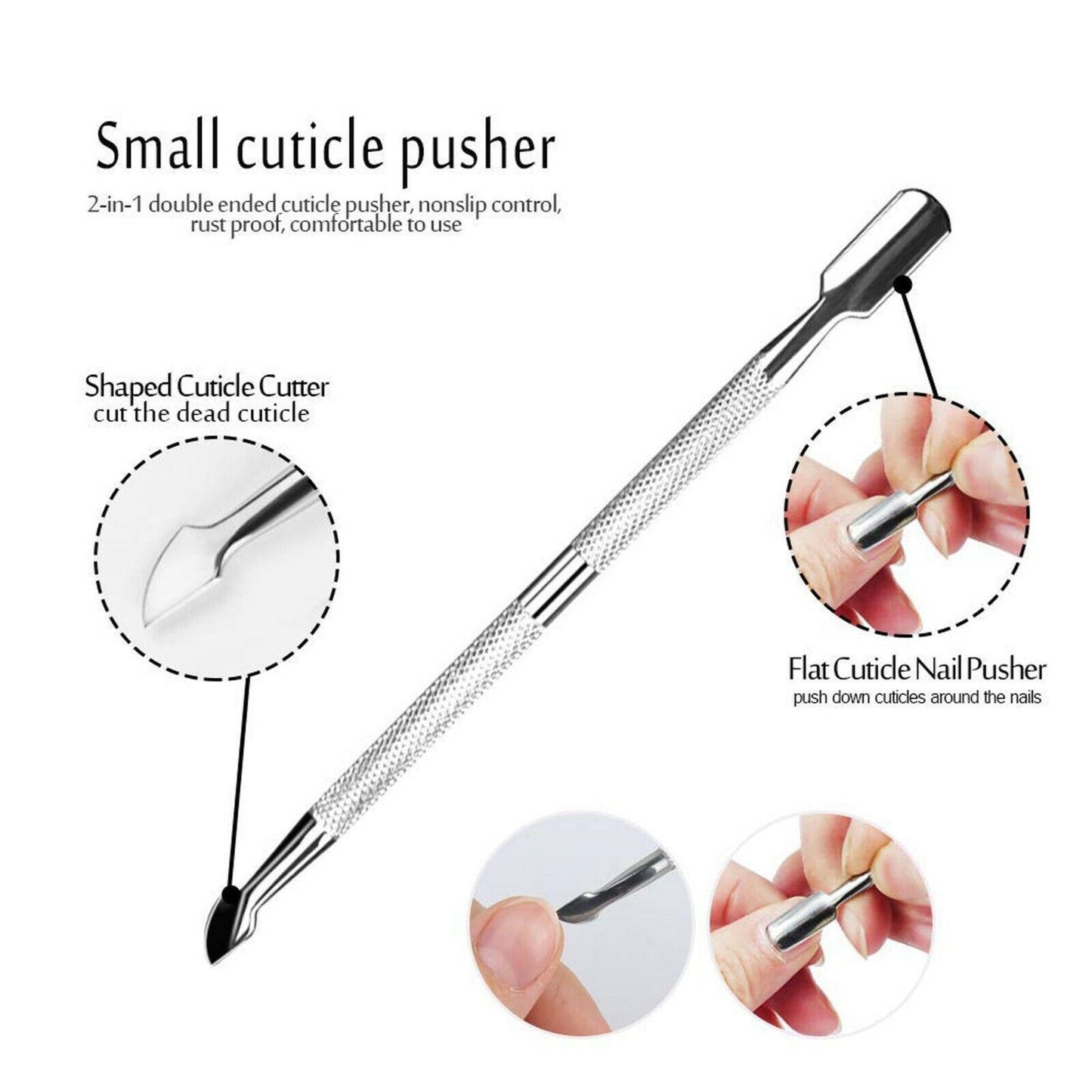 Cuticle Pusher Remover Nail Cleaner Manicure Pedicure Stainless Steel Tool Set