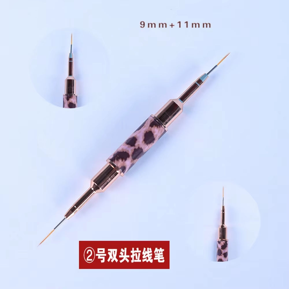 Nail Art Liner Brushes Double Head Leopard Print Acrylic French Stripe Drawing Painting Pen Gel Polish Nail Art Manicure Tools