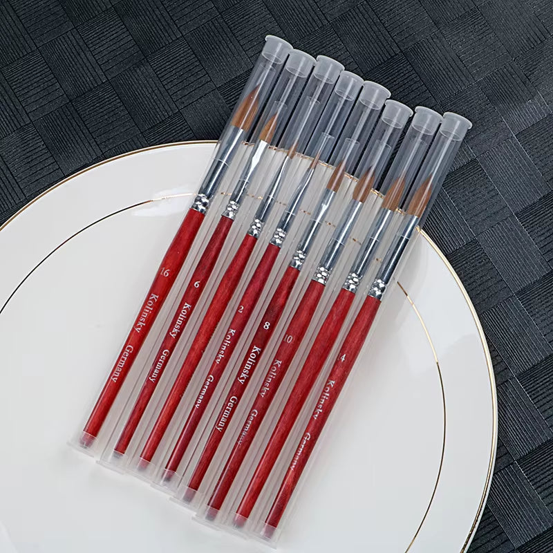 7 Sizes Sable Nail Art Acrylic Brush Soft Natural Kolinsky Bristles Hair UV Gel Carving Pen Powder DIY Nail Drawing Tool Brand