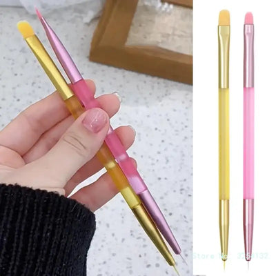 Double Ended Nails Art Brushes Acrylic Nail Designs Nail Striping Brush for Fine Lines Painting Pen Dotting Drawing Tool