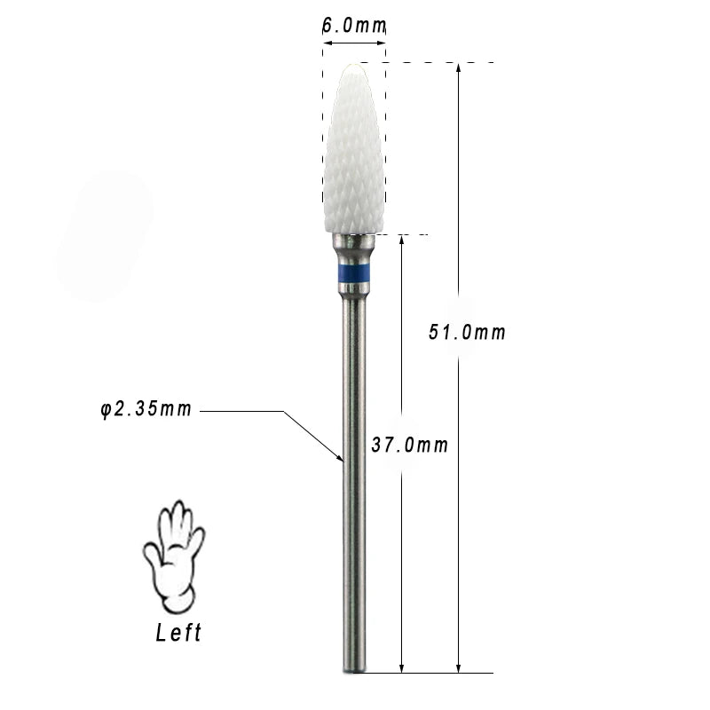 MAOHANG Customized Left Handed Ceramic Nail Drill Bit Milling Cutter For electric manicure machine accessories Nail Art Tools