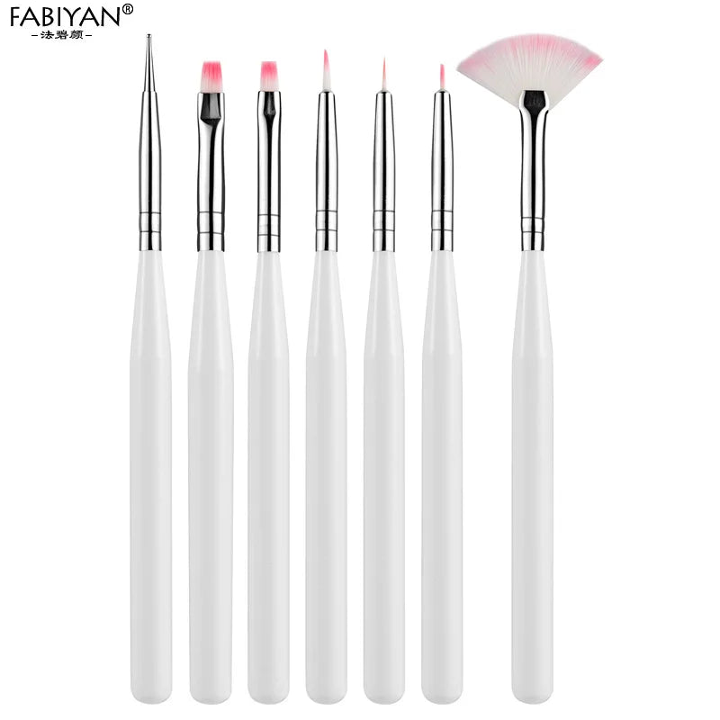 7 Size Nail Art Brush Flat Acrylic Drawing Pen UV Gel Polish French Design Painting Extension Coating Tools Set Manicure