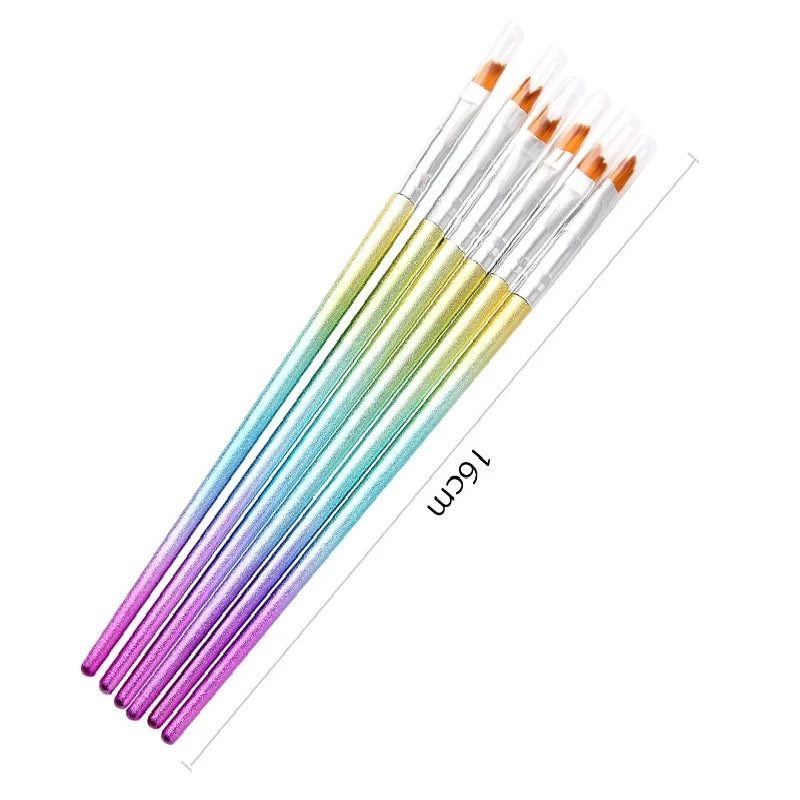 6pcs/set Nail Art Brush Gradient Rod Painting Flower Draw Pen Acrylic Liquid For Nail Art Pen Brush Nail Art Manicure Tools