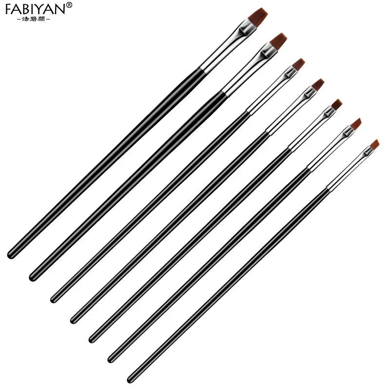 7 Size Nail Art Brush Flat Acrylic Drawing Pen UV Gel Polish French Design Painting Extension Coating Tools Set Manicure