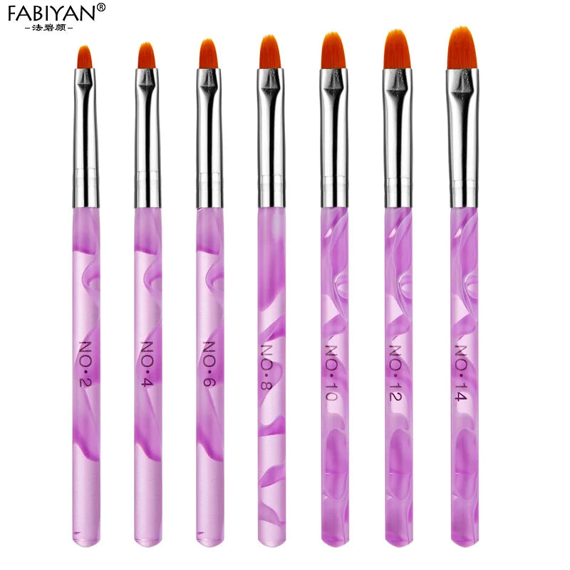 3/7Pcs Professional Manicure UV Gel Brush Pen Transparent Acrylic Nail Art Painting Drawing Brush Phototherapy Tools