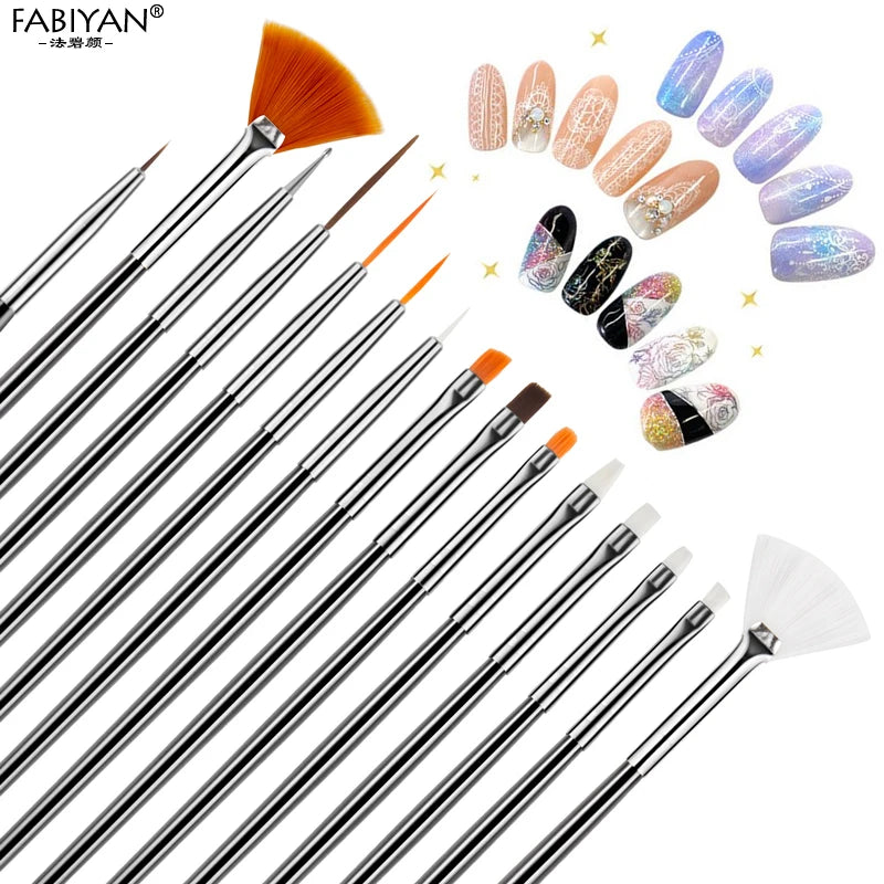 7 Size Nail Art Brush Flat Acrylic Drawing Pen UV Gel Polish French Design Painting Extension Coating Tools Set Manicure