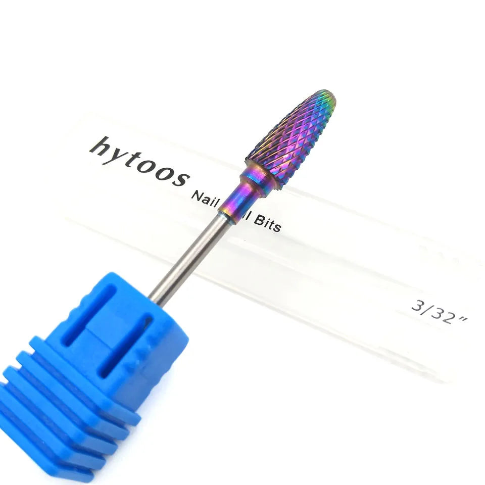 HYTOOS 1PCS Tungsten Carbide Burr Nail Drill Bit 3/32" Bits For Manicure Drill Accessories Milling Cutter Nail Art Tools