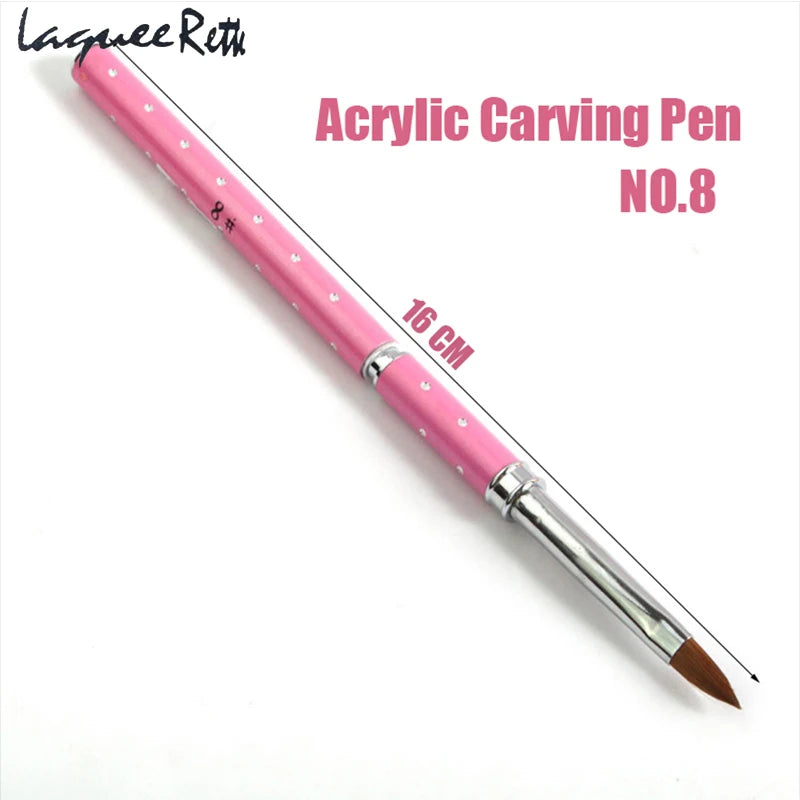 1pcs No.2/4/6/8/10 Nail Art Brushes Manicure Tool Red Handle Pure Acrylic Kolinsky Sable Brushes Painting Nail Acrylic Brush