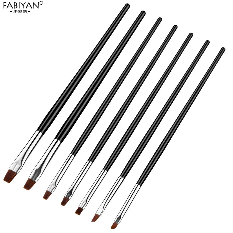 7 Size Nail Art Brush Flat Acrylic Drawing Pen UV Gel Polish French Design Painting Extension Coating Tools Set Manicure