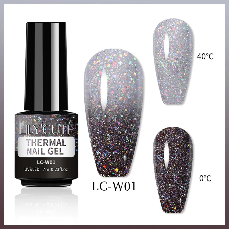 Snowflakes Thermal Gel Nail Polish Winter Pink Purple Bule Snow