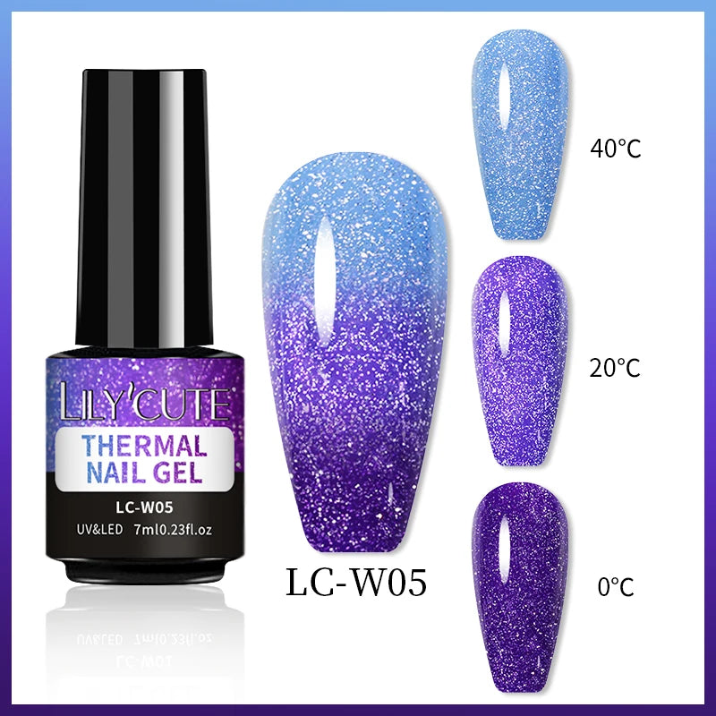 Snowflakes Thermal Gel Nail Polish Winter Pink Purple Bule Snow