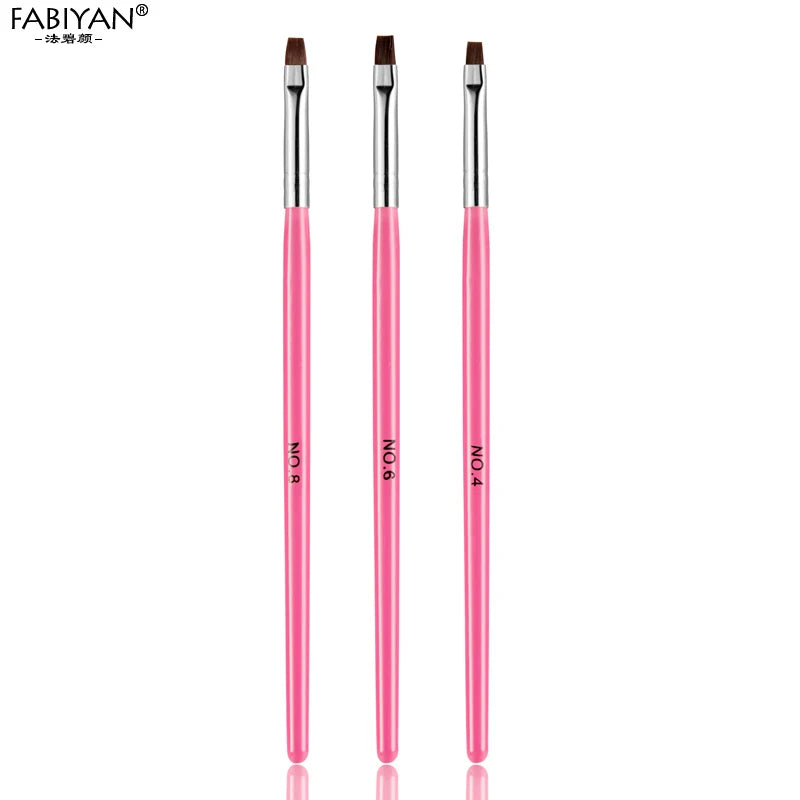 7 Size Nail Art Brush Flat Acrylic Drawing Pen UV Gel Polish French Design Painting Extension Coating Tools Set Manicure