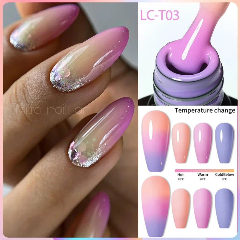 Snowflakes Thermal Gel Nail Polish Winter Pink Purple Bule Snow