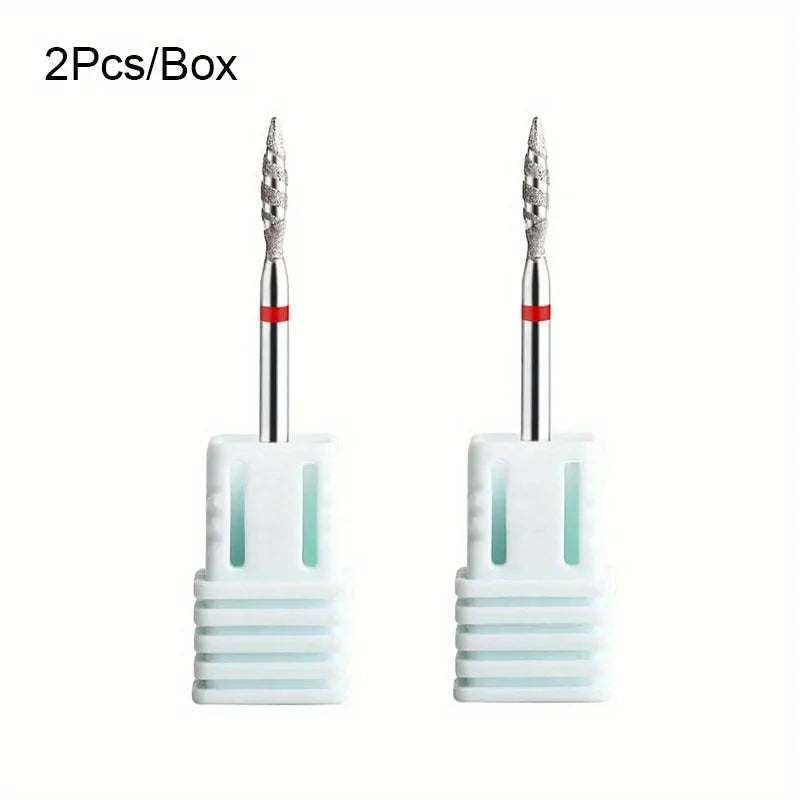 1/2Pcs/Box Tornado Flame Diamond Nail Drill Bit Milling Cutters Pedicure Diamond Burrs for Electric Polisher Accessories Tools