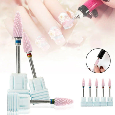 2.35mm Nail Cone Tip Ceramic Drill Bits Electric Cuticle Clean Rotary for Manicure Pedicure Grinding Head Sander Tool