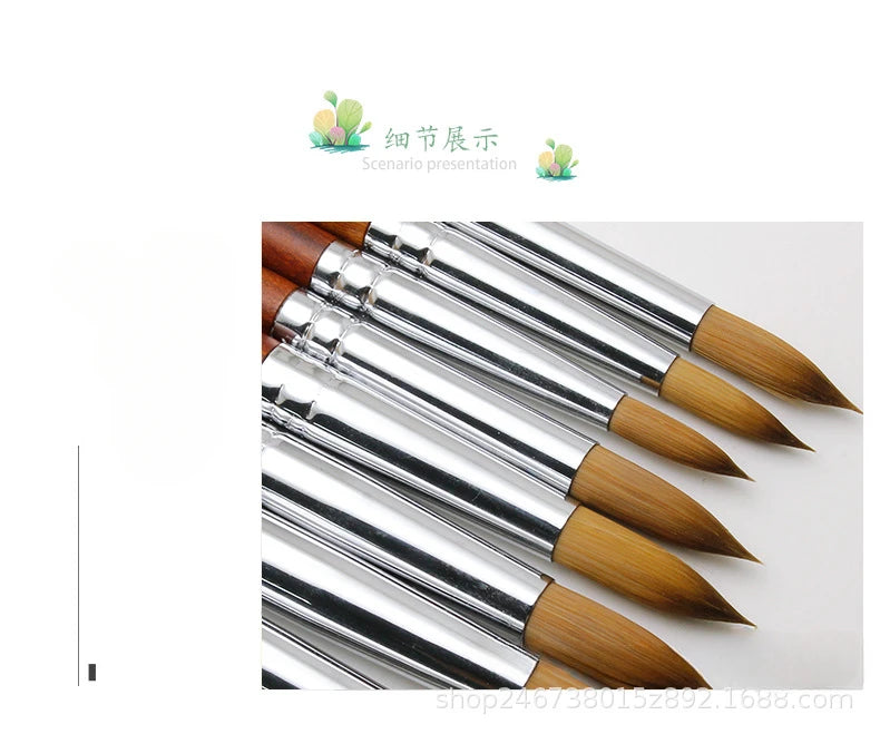 TIANMI Wood Handle Kolinsky Hair Nail Brush Acrylic Nail Art Brushes Gel Polish Builder Pen Nail Care Tools Drawing Brushes