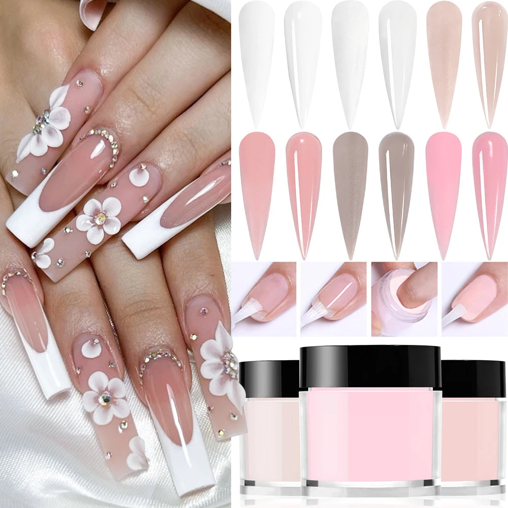 12Colors Acrylic Nail Powder Nude Pink/White Manicure Dip Powder for Acrylic Nail Extension