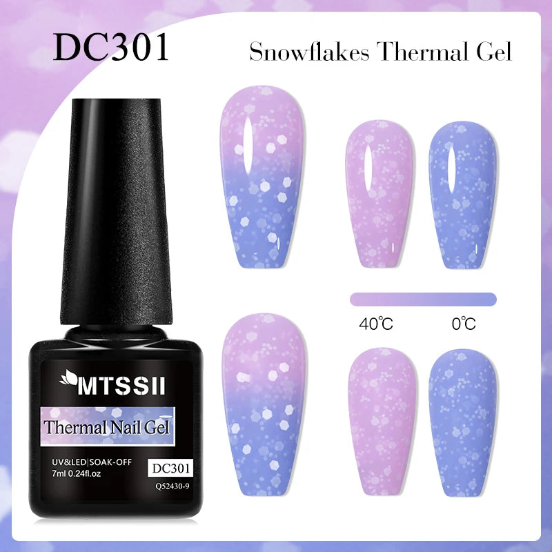 7ml Auroras Thermal Rubber Base Gel Polish Gradient Color Changing Chrome