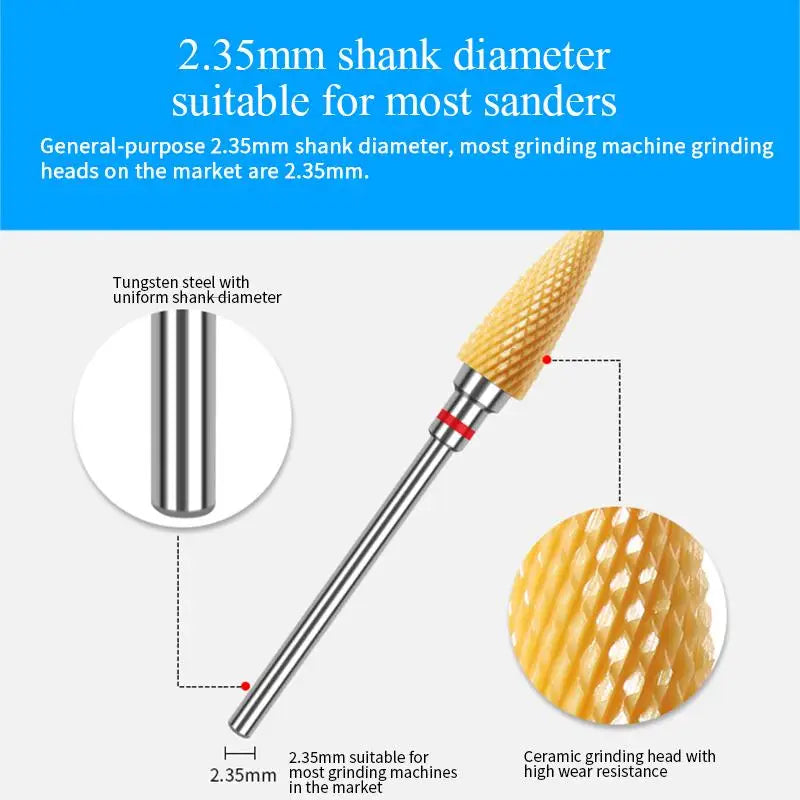 Ceramic Milling Cutter Nail Drill Bits Electric Manicure Nail Files Buffer Grinding Polish Bits Mills Cutter Tool Accessories