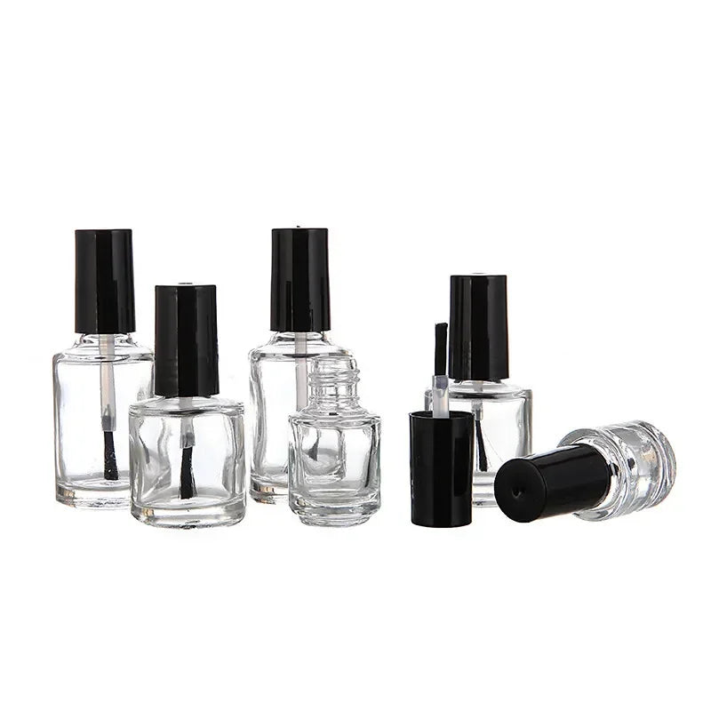 5PCS Clear Glass Nail Polish Bottle With Brush Empty Cosmetic Containers Refillable  Nail Art Containers Travel Portable Vials