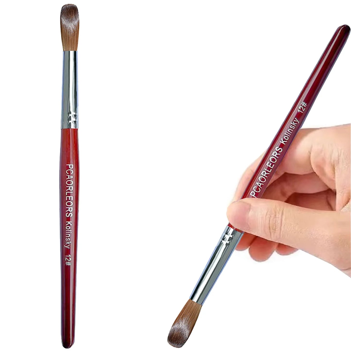 UsiDaer Kolinsky Nail Brush Acrylic with Red Round Wooden Handle and 100% Kolinsky Sable Hair for Crystal UV Gel Painting