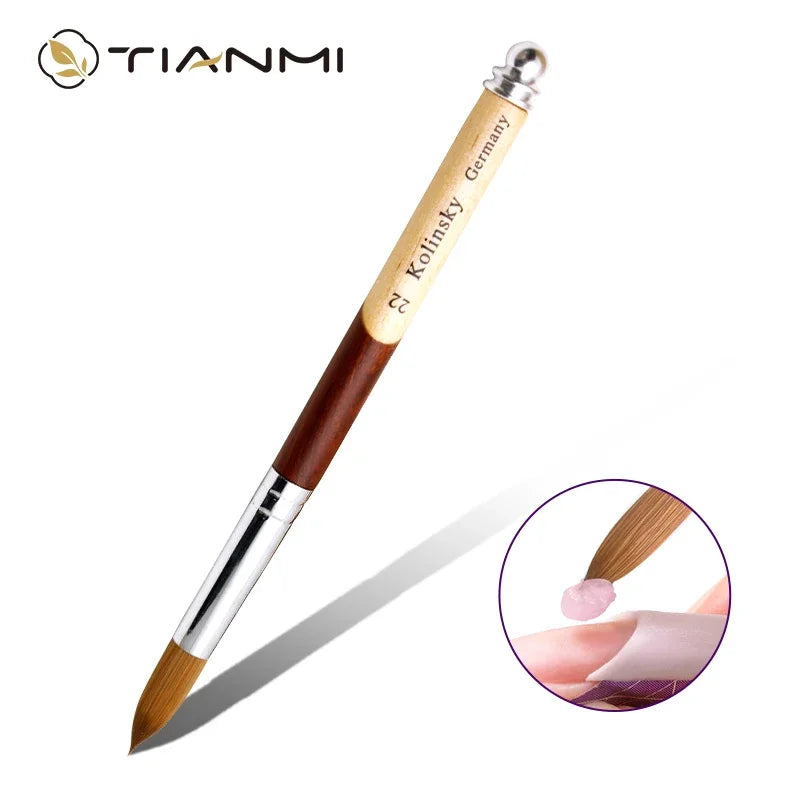 TIANMI Wood Handle Kolinsky Hair Nail Brush Acrylic Nail Art Brushes Gel Polish Builder Pen Nail Care Tools Drawing Brushes