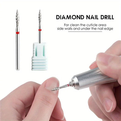 1/2Pcs/Box Tornado Flame Diamond Nail Drill Bit Milling Cutters Pedicure Diamond Burrs for Electric Polisher Accessories Tools