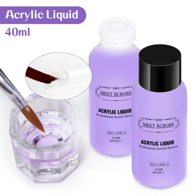 MEET ACROSS 40ml Acrylic Liquid For Acrylic Powder Dust Nails