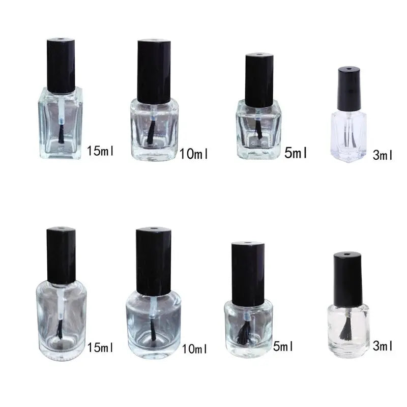 RXJC Empty Polish Bottles Transparent Glass Varnish UV Gel Makeup Container