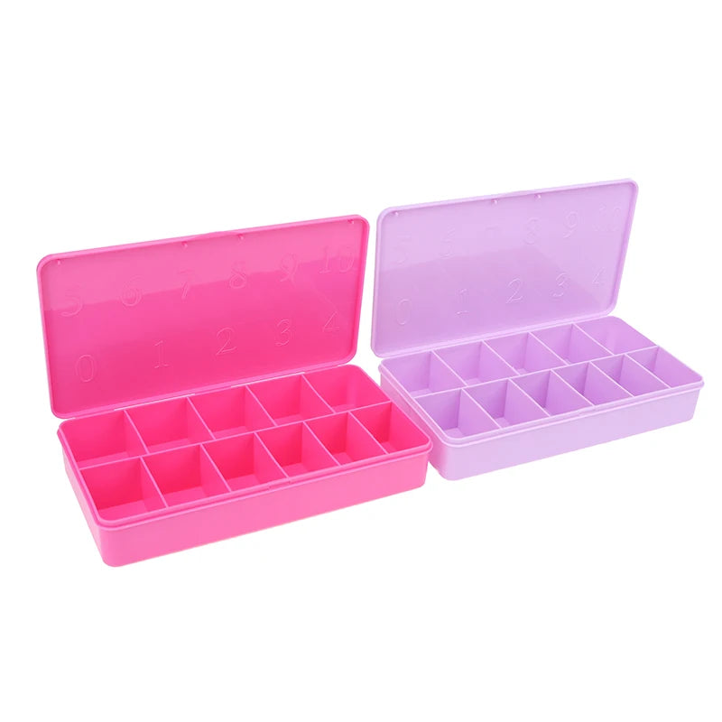 1pcs 2 Size Fake Nail Box Nail Tip Empty Box Multicolour Nail Art Case Container Box Acrylic Storage Case 11 Grids Tool