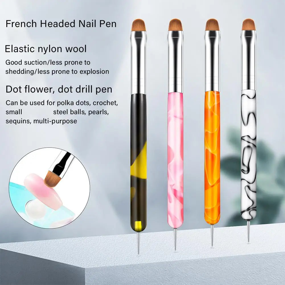 New Upgrade French Nail Art Brush Dual Head Nail Dotting Pen Rhinestones Crystal Picking Acrylic Brushes For Manicure R7R2