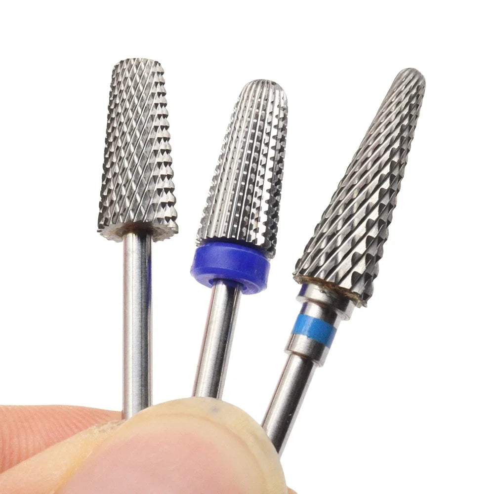 1pcs Tungsten Carbide Nail Drill Bits Set Cross-Tooth Straight Blade Tip Rotary Burr Milling Cutters Electric Nail File Machine