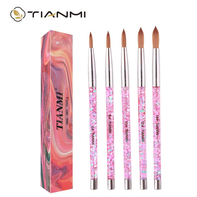 TIANMI 5pcs Acrylic Nail Brush Set Gel Nail Polish Builder Darwing Painting Nail Pens Home DIY Nail Tools Manicure Brush