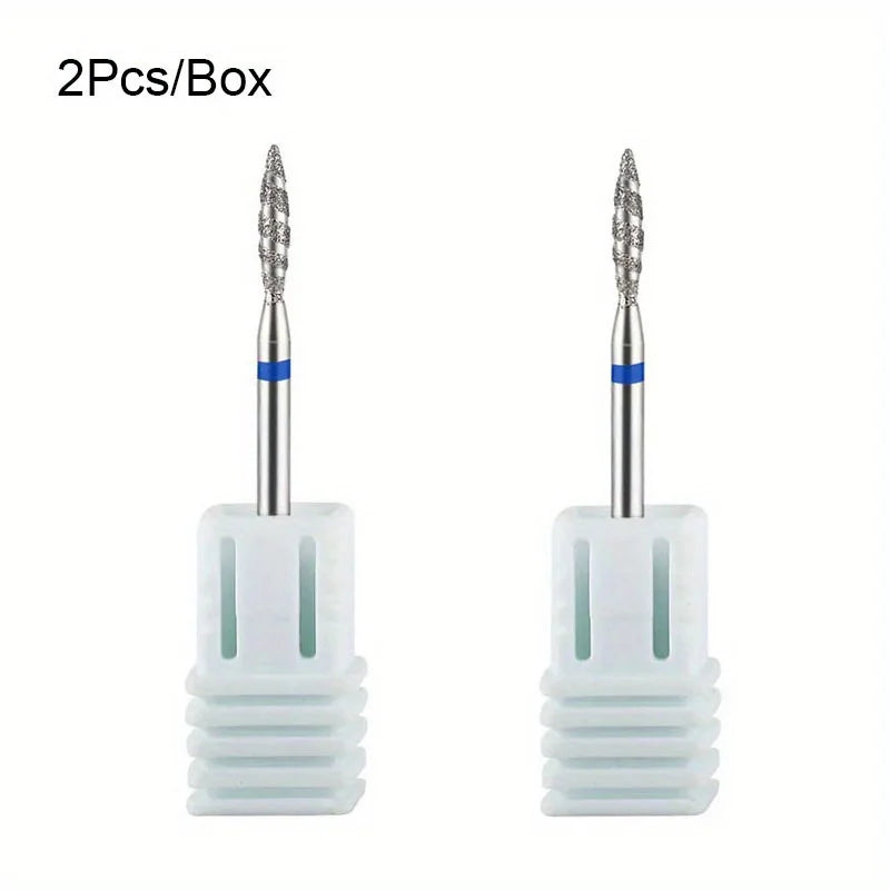 1/2Pcs/Box Tornado Flame Diamond Nail Drill Bit Milling Cutters Pedicure Diamond Burrs for Electric Polisher Accessories Tools